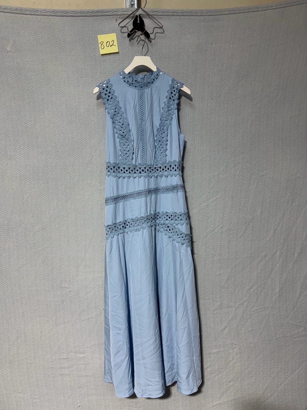 SHEIN Light Blue Sleeveless Lace-Panel Maxi Dress M NWT